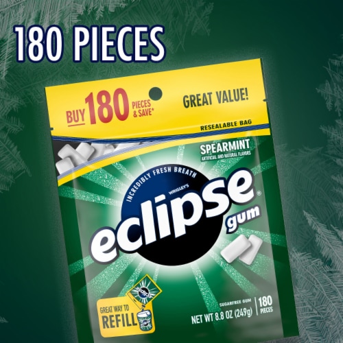 Eclipse Spearmint Sugar Free Chewing Gum Value Pack Bag Perspective: back