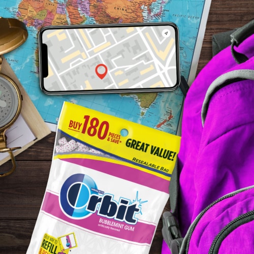 Orbit Bubblemint Sugar Free Chewing Gum Value Pack Bag Perspective: back