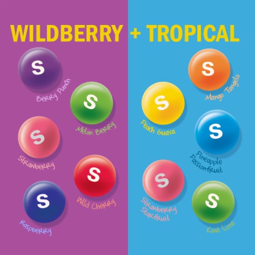 Skittles Flavor Mash-Ups Wild Berry & Tropical Chewy Candy Grab N Go Resealable Bag Perspective: back