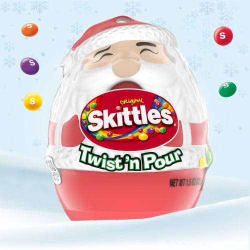 Skittles Original Twist 'n Pour Santa Christmas Candy Stocking Stuffers Perspective: back
