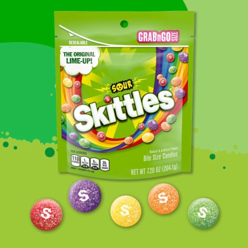 Skittles Sour Chewy Candy Grab N Go Bag Perspective: back