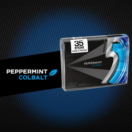 5 GUM Peppermint Cobalt Sugar Free Chewing Gum Pack Perspective: back