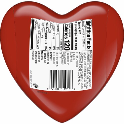 Starburst Original Fruit Chews Filled Valentine's Day Heart Perspective: back