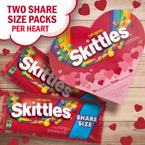 Skittles Original Valentine's Candy Heart Box Perspective: back