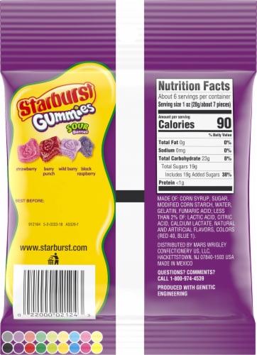 Starburst® Sour Berries Gummies Perspective: back