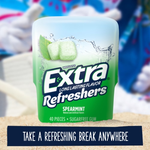 Extra Gum Refreshers Spearmint Sugar Free Chewing Gum Bottle, 40