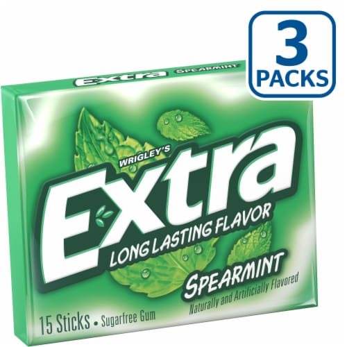 Extra Spearmint Sugar Free Chewing Gum Pack Perspective: back