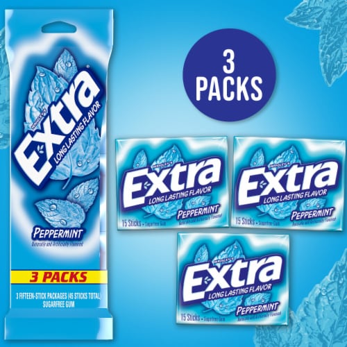 Extra Peppermint Sugar Free Chewing Gum Perspective: back