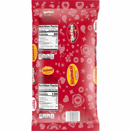 Mars Skittles & Starburst Original Fun Size Valentine's Lay Down Bag Perspective: back