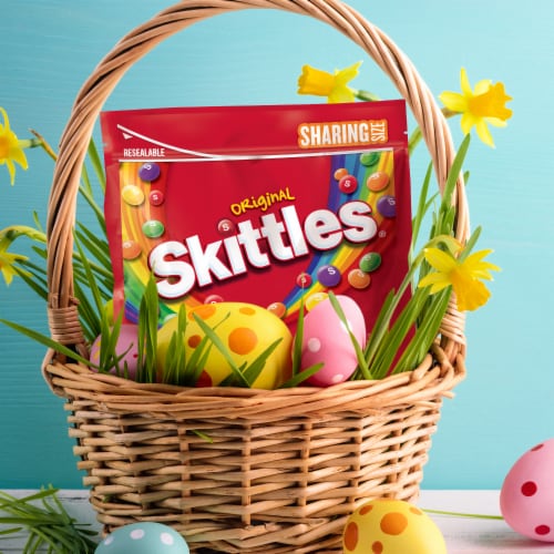 Skittles Original Chewy Easter Candy Sharing Size Bag Perspective: back