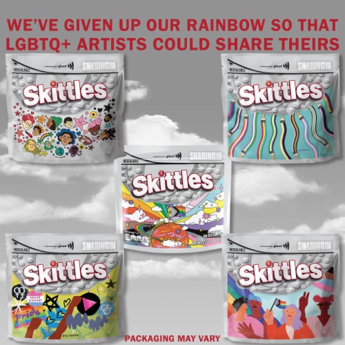 Skittles Original Chewy Candy Sharing Size Limited Edition PRIDE Pack Bag Perspective: back