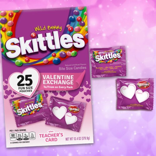 Skittles Wild Berry Valentine Class Exchange Candy Perspective: back