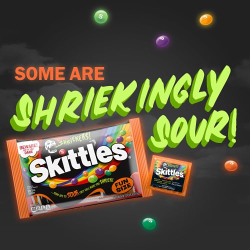 Skittles Shriekers Sour Fun Size Chewy Halloween Candy Perspective: back