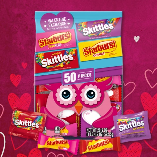 Skittles & Starburst Assorted Valentine's Day Chewy Exchange Candy Perspective: back