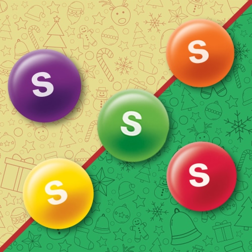 Skittles Holiday Original Book of Awesome Bite Size Chewy Christmas Candy Box Perspective: back