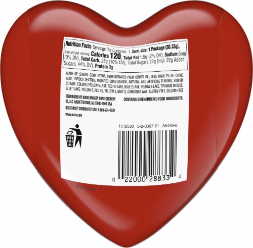 Skittles Original Fun Size Heart Valentine Candy Perspective: back