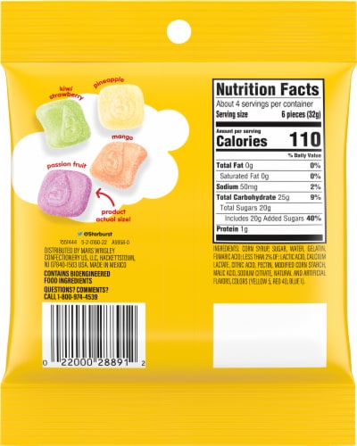 Starburst® Sour Tropical Airs Gummies Perspective: back