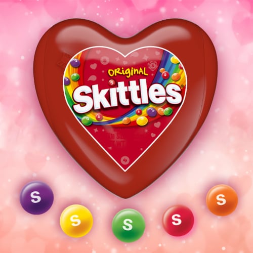 Skittles Original Gummy Candy Valentines Day Gift Heart Tin Perspective: back