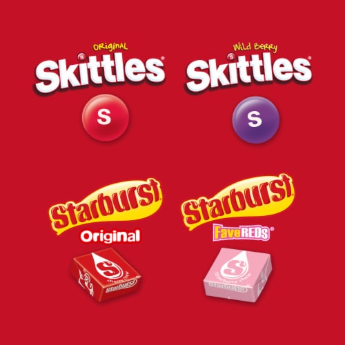 Skittles & Starburst Fun Size Chewy Candy Variety Family Size Bulk Bag Perspective: back