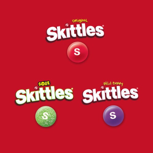 Skittles Original Wild Berry & Sour Fun Size Chewy Candy Variety Pack Party Size Bag Perspective: back