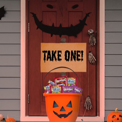 Skittles Life Savers Gummies Life Savers Big Ring & More Halloween Candy Bulk Bag Perspective: back