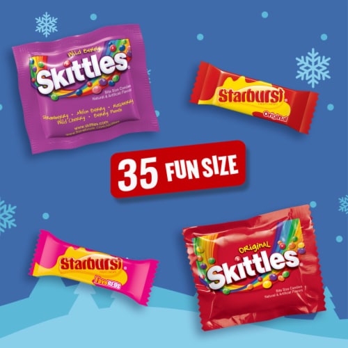 Skittles & Starburst Fun Size Chewy Christmas Candy Variety Pack Bulk Bag Perspective: back