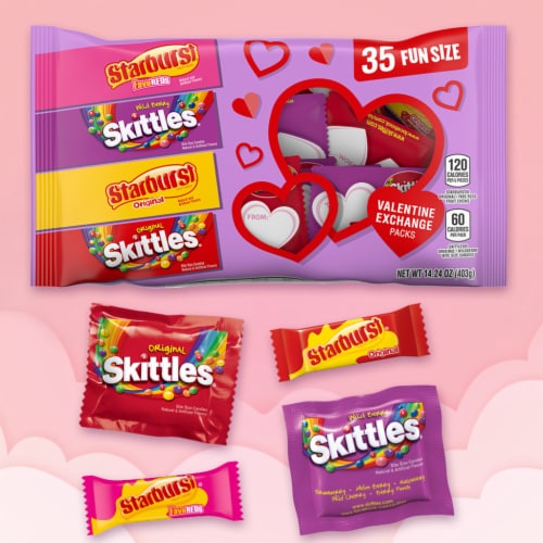 Skittles & Starburst Fun Size Valentine's Day Exchange Candy Bulk Bag Perspective: back