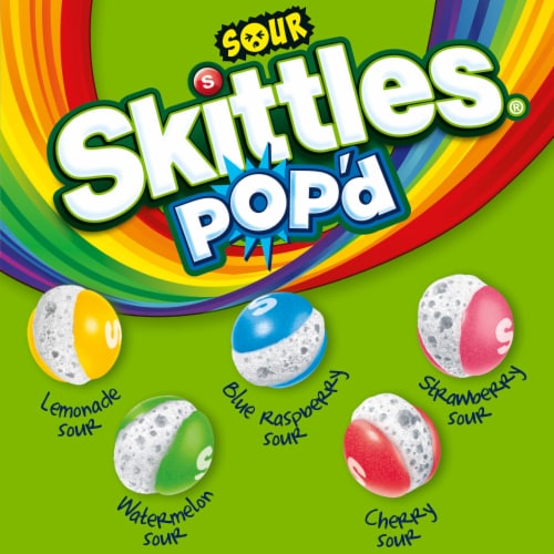 Skittles Pop'D Sour Freeze Dried Candy Resealable Bag Perspective: back