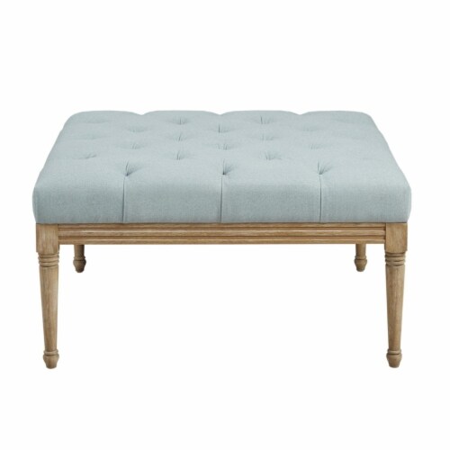 MARTHA STEWART Button Tufted Accent Ottoman with Blue Finish MT101-0171 Perspective: back