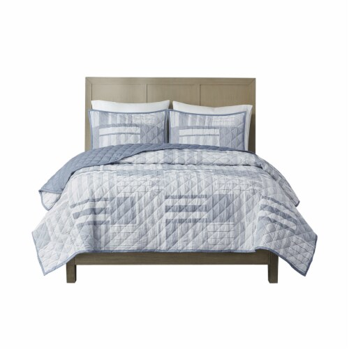 Graham 3 Piece Jacquard Patchwork Quilt Set Perspective: back