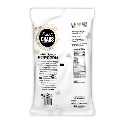 Sweet Chaos® White Cheddar Popcorn Perspective: back