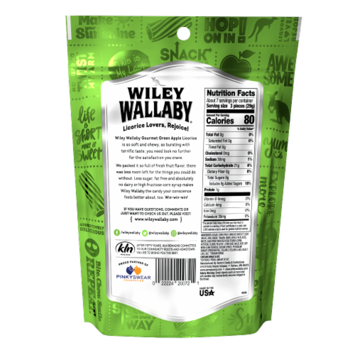 Wiley Wallaby® Soft & Chewy Green Apple Licorice Perspective: back