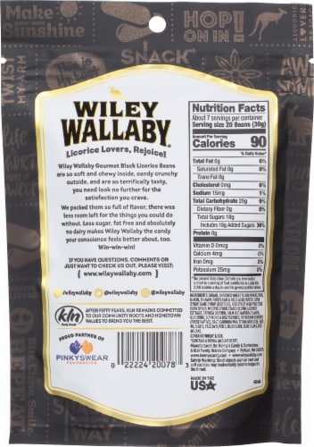 Wiley Wallaby® Black Licorice Beans with Candy Shell Perspective: back