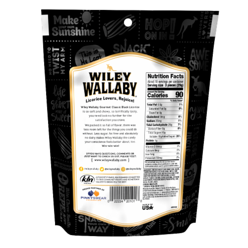 Wiley Wallaby Gourmet Black Liquorice Candy Bag Perspective: back