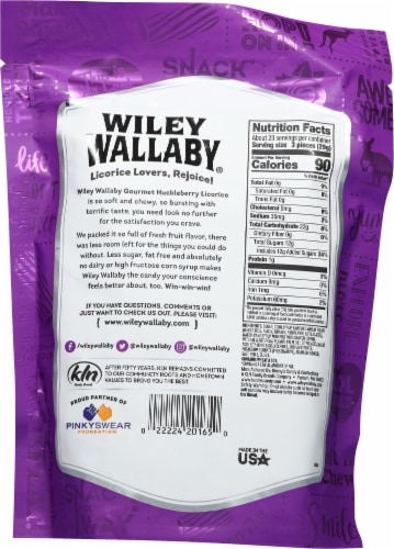Wiley Wallaby® Huckleberry Licorice Candy Bag Perspective: back