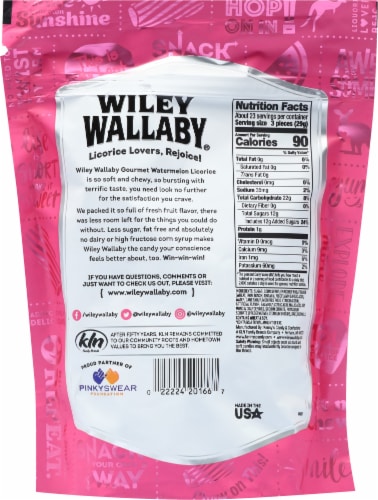 Wiley Wallaby® Watermelon Licorice Candy Bag Perspective: back