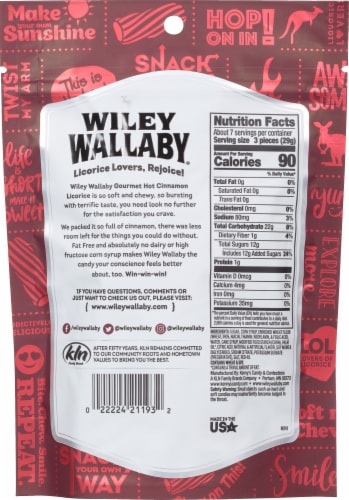 Wiley Wallaby Soft & Chewy Hot Cinnamon Flavored Licorice Perspective: back