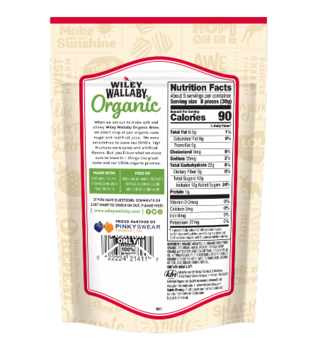 Wiley Wallaby Organic Strawberry Bites Perspective: back