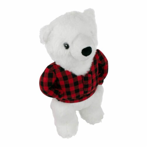 Tall Tails PT707 12 inch Plaid Polar Bear Dog Toy with Squeaker Perspective: back