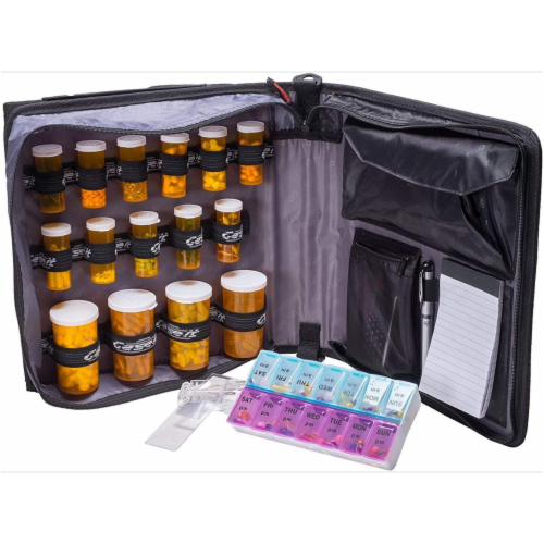  Med Manager Deluxe Medicine Organizer and Pill Case, Holds (15) Pill  Bottles - (11) Standard Size and (4) Large Bottles, Purple, 13 inches x 13  inches x 4.5 inches : Health & Household