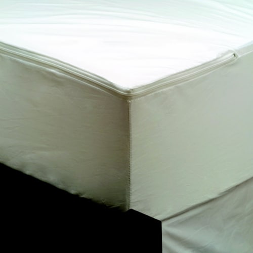 AllerEase Maximum Allergy and Bedbug Mattress Protector - White Perspective: back