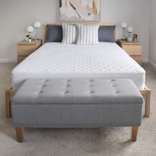 Sealy Luxury Cotton 300-Thread Count High Loft Mattress Pad - White Perspective: back