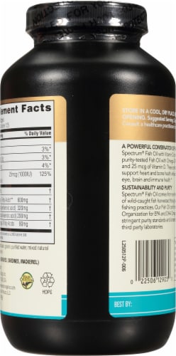 Spectrum Essentials® Fish Oil with Vitamin D Softgels 1000mg Perspective: back