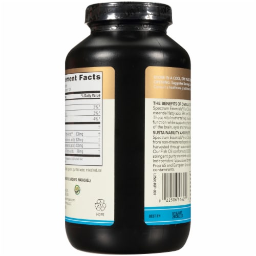 Spectrum® Fish Oil Softgels 1000mg Perspective: back