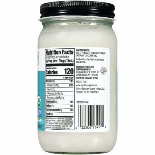 Spectrum Culinary Organic Unrefined Virgin Coconut Oil Perspective: back