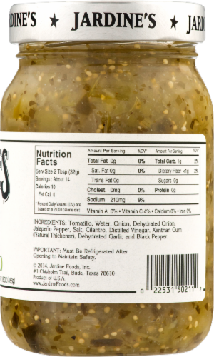 Jardine's 7J Medium Tomatillo Salsa Perspective: back