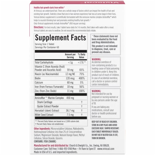 Viviscal Advanced Hair Growth Tablets 60 Count Perspective: back