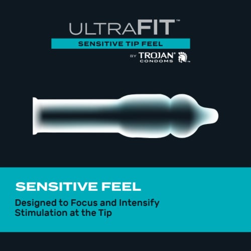 Trojan Ultra Fit Sensitive Tip Feel Lubricated Latex Condoms Perspective: back