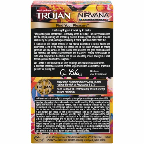 Trojan Nirvana Find Your Pleasure Collection Lubricated Latex Condoms Variety Pack Perspective: back