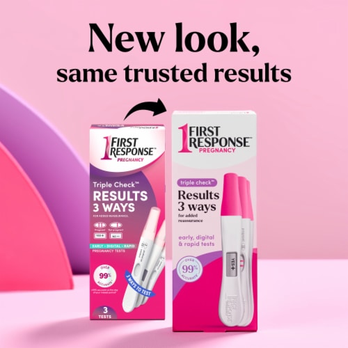 First Response™ Triple Check™ Pregnancy Test Kit Perspective: back